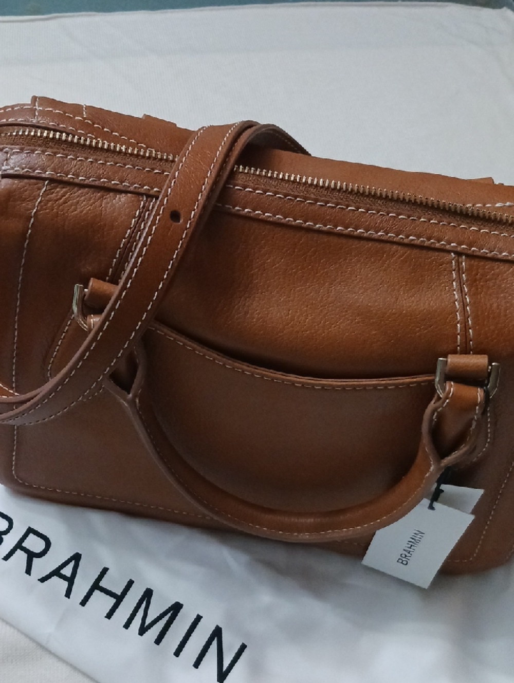 Brahmin Tan Leather MicaelaCoverly Satchel